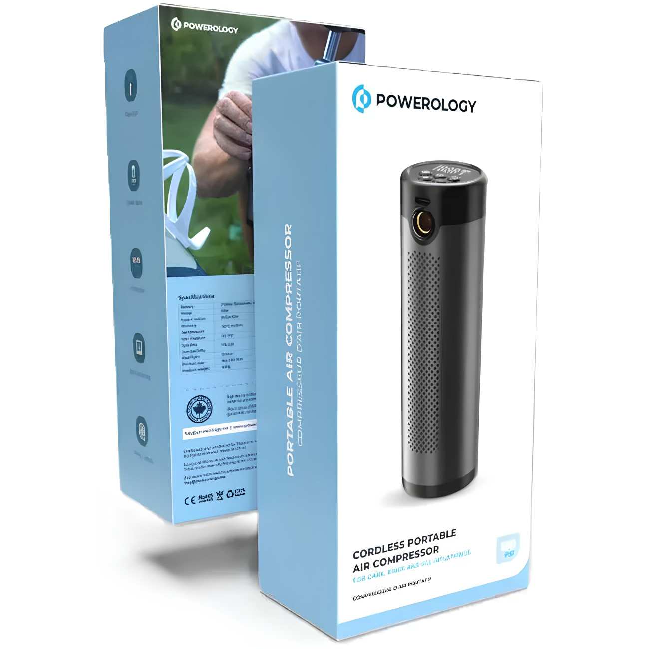 پمپ باد لاستیک خودرو، چراغ قوه و پاوربانک شارژی پاورولوژی P52ACMBK