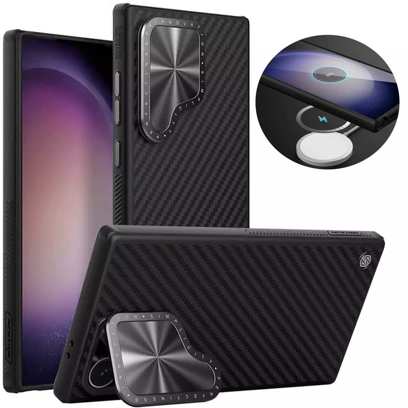 قاب مگنتی گوشی سامسونگ گلکسی اس 24 اولترا نیلکین CarboProp Magnetic MagSafe Aramid