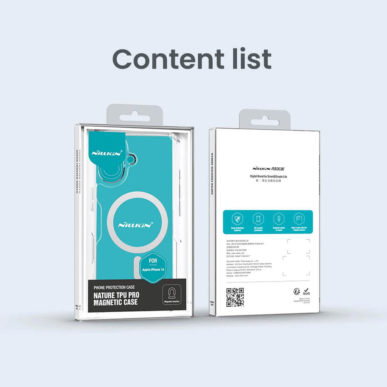 قاب مگنتی شفاف گوشی آیفون 16 نیلکین Nature TPU Pro Magnetic