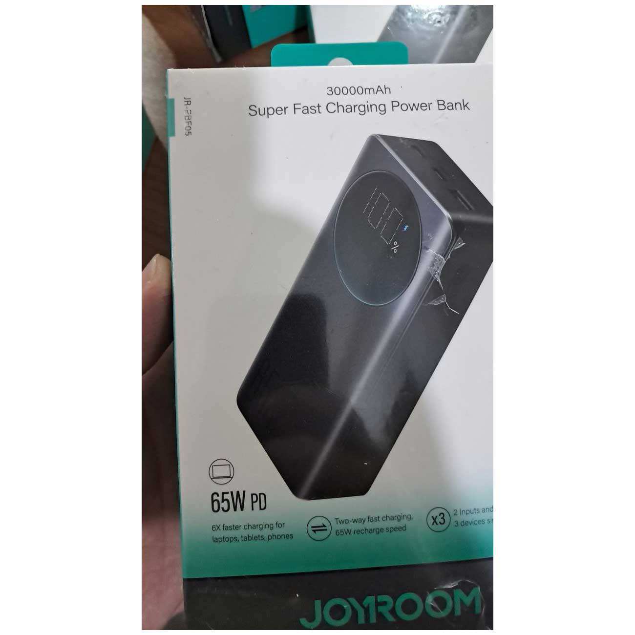 پاور بانک سوپر فست شارژ تایپ سی و یو اس بی 65 وات 30000 همراه با کابل دوسر تایپ سی جویروم JR-PBF05