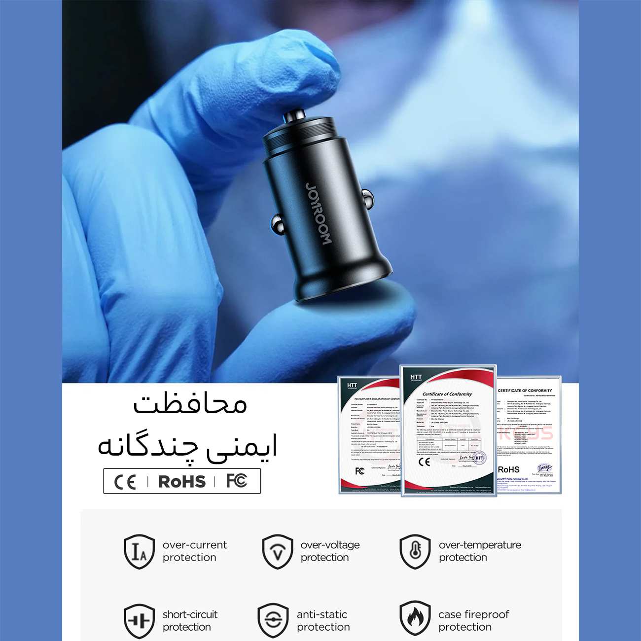 شارژر فندکی فست شارژ ماشین تایپ سی 30 وات جویروم JR-CCN06