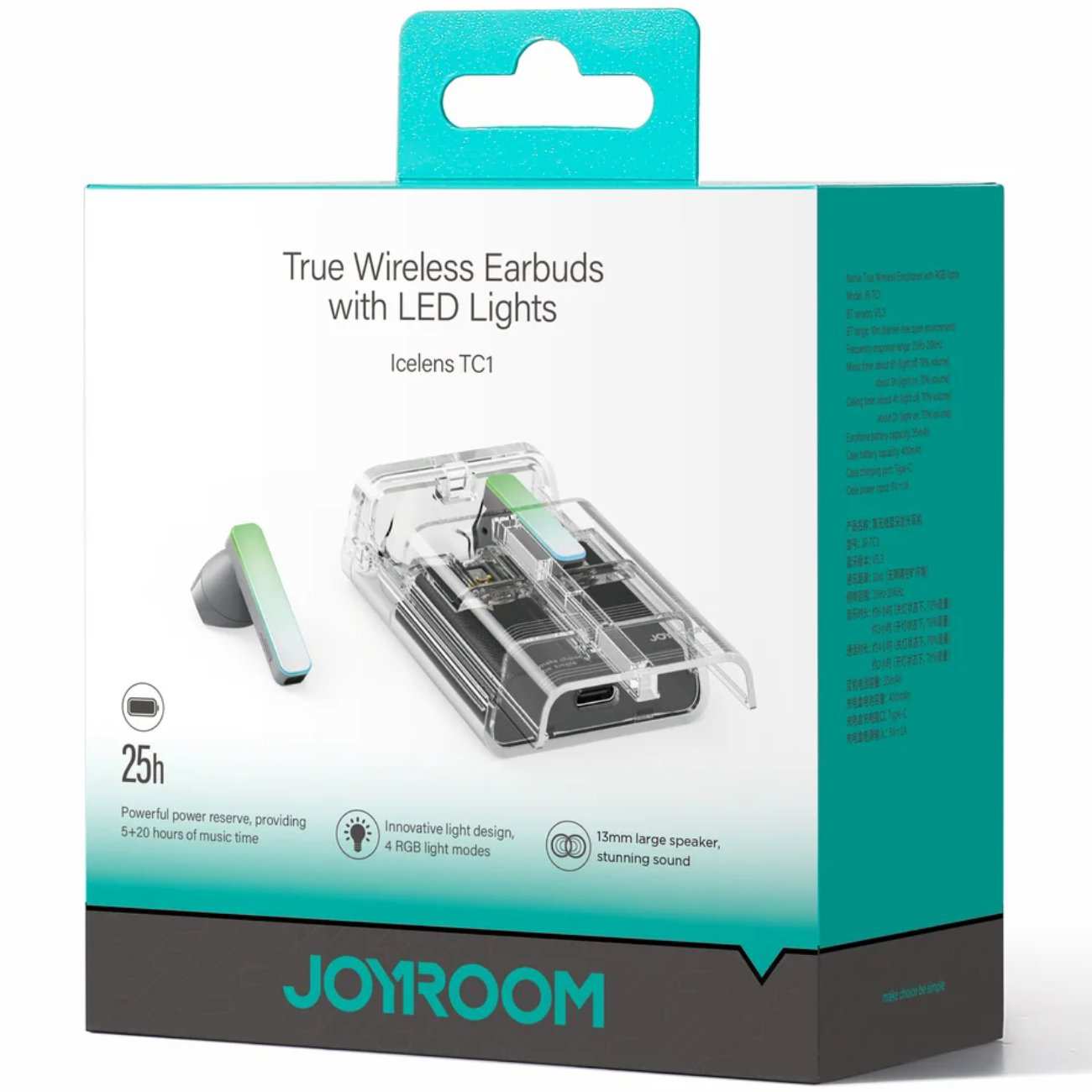 هندزفری بلوتوثی 5.3 طرح شفاف با چراغ ال ای دی جویروم JR-TC1