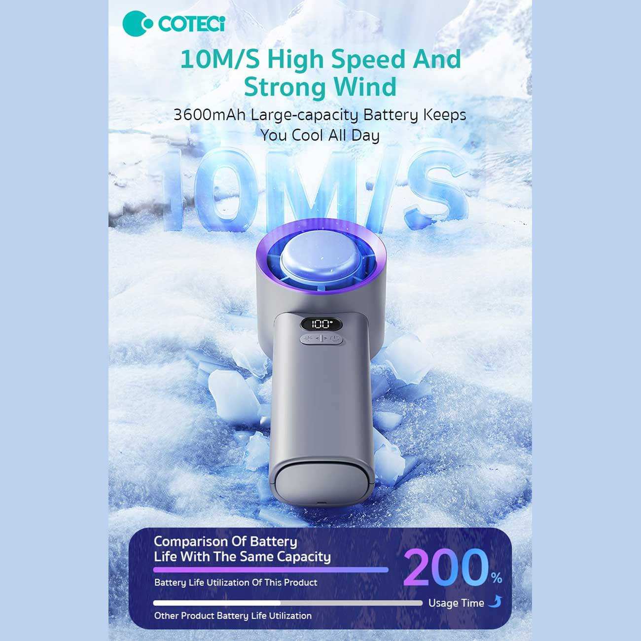 پنکه دستی شارژی 100 سرعته با باد قوی کوتسی OT-035-GY