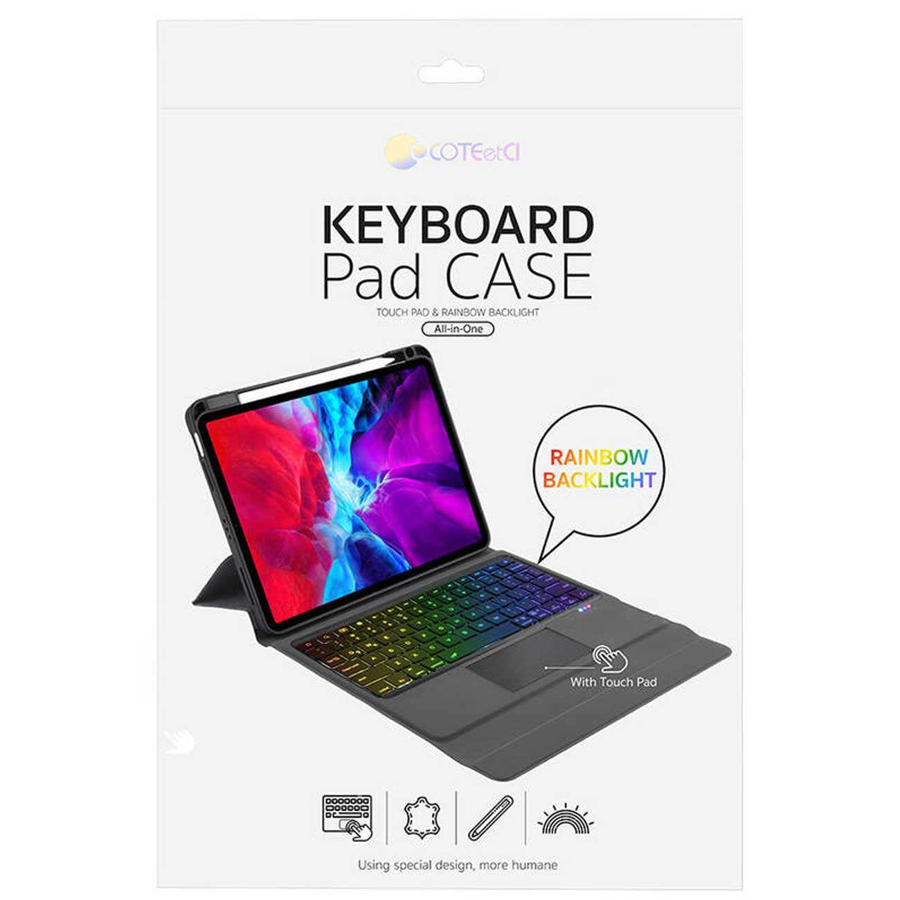 قاب کلاسوری بلوتوثی کیبورددار آیپد ایر 4 و 5 10.9 اینچ و آیپد پرو 11 اینچ (2020، 2021) کوتسی 61013