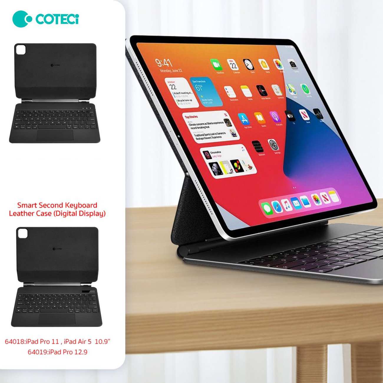 قاب کلاسوری کیبورد دار آیپد ایر 10.9 اینچ نسل پنجم و آیپد پرو 11 اینچ کوتسی 64018