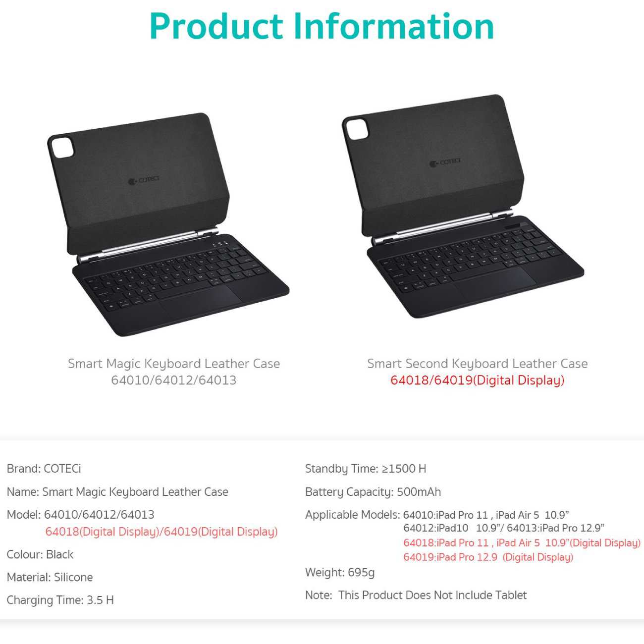 قاب کلاسوری کیبورد دار آیپد ایر 10.9 اینچ نسل پنجم و آیپد پرو 11 اینچ کوتسی 64018