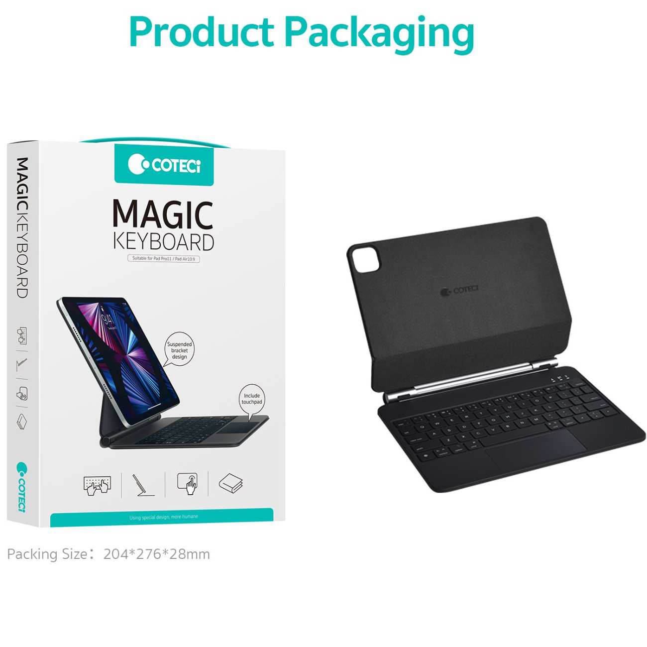 قاب کلاسوری کیبورد دار آیپد ایر 10.9 اینچ نسل پنجم و آیپد پرو 11 اینچ کوتسی 64018