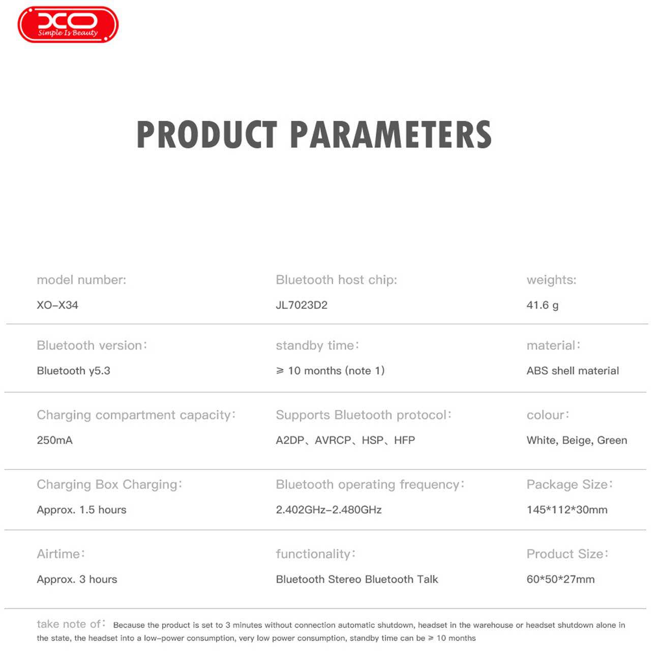 هندزفری بلوتوثی 5.3 ایکس او X34