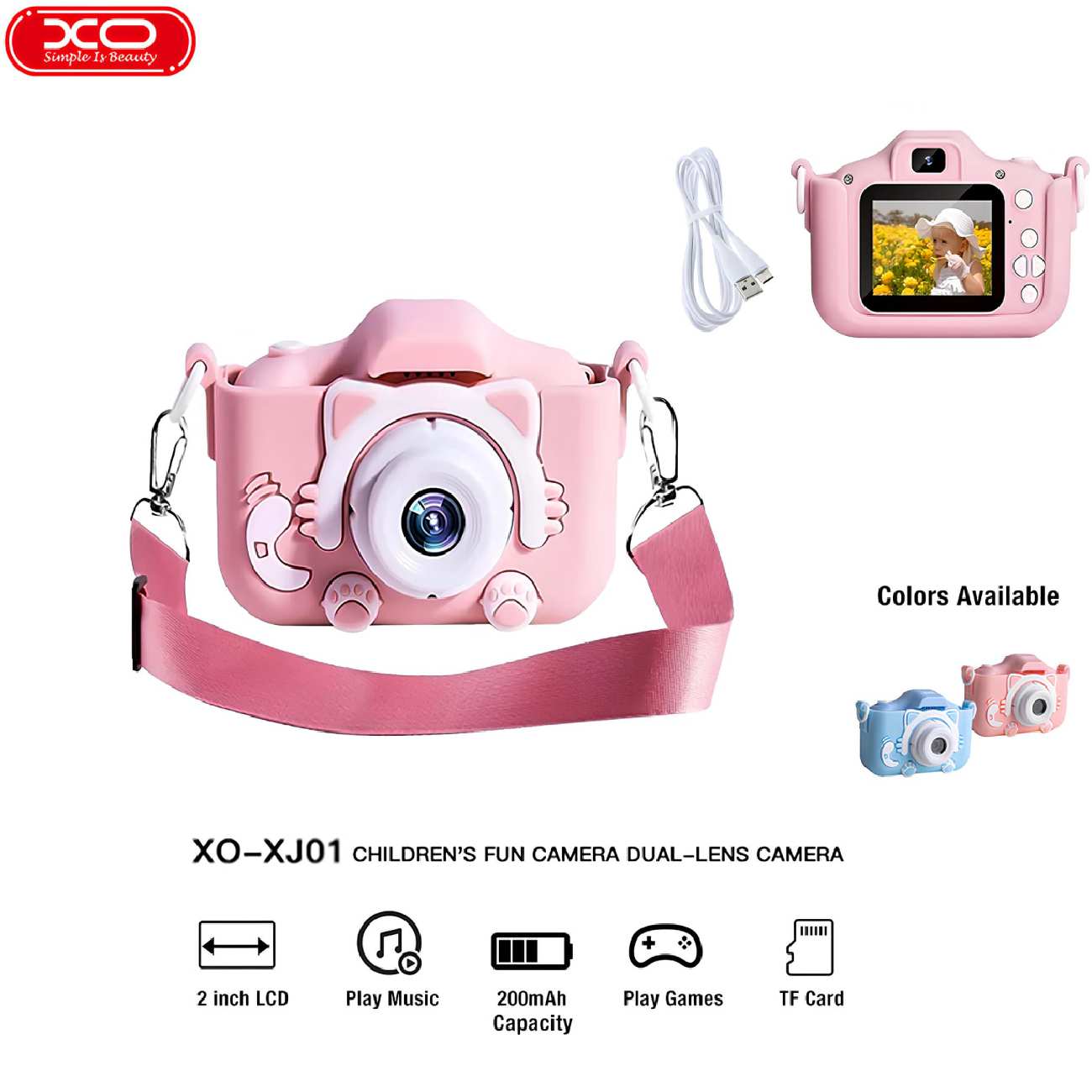 دوربین عکاسی و فیلم برداری کودکانه فانتزی با لنز دوگانه ایکس او XJ01