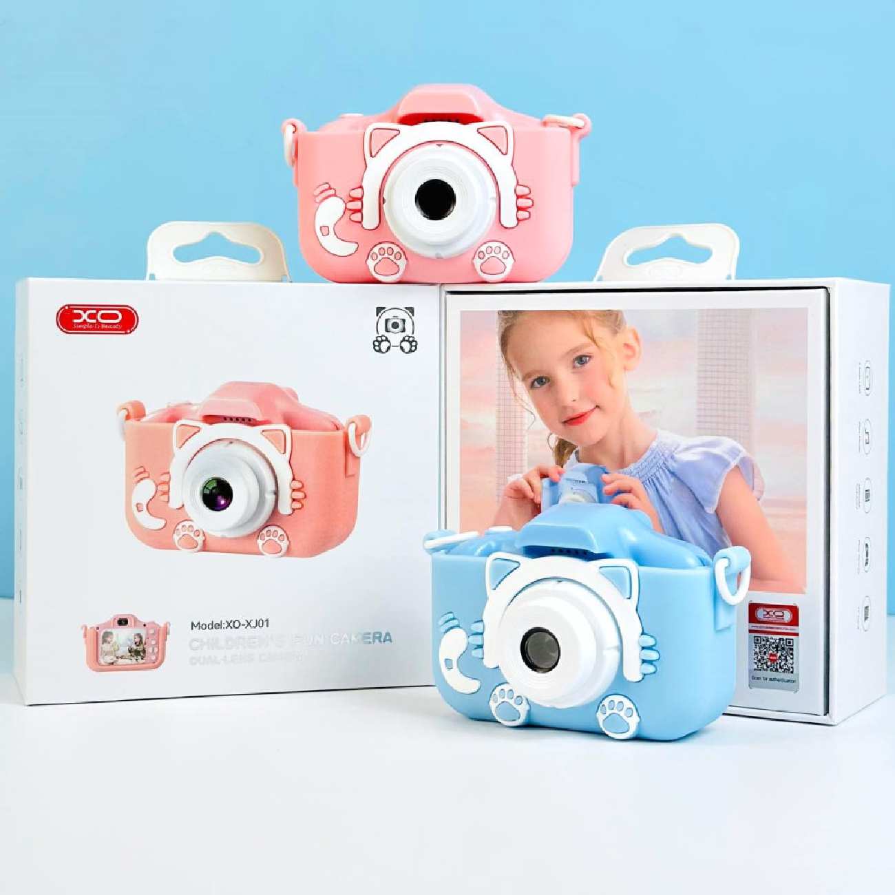 دوربین عکاسی و فیلم برداری کودکانه فانتزی با لنز دوگانه ایکس او XJ01