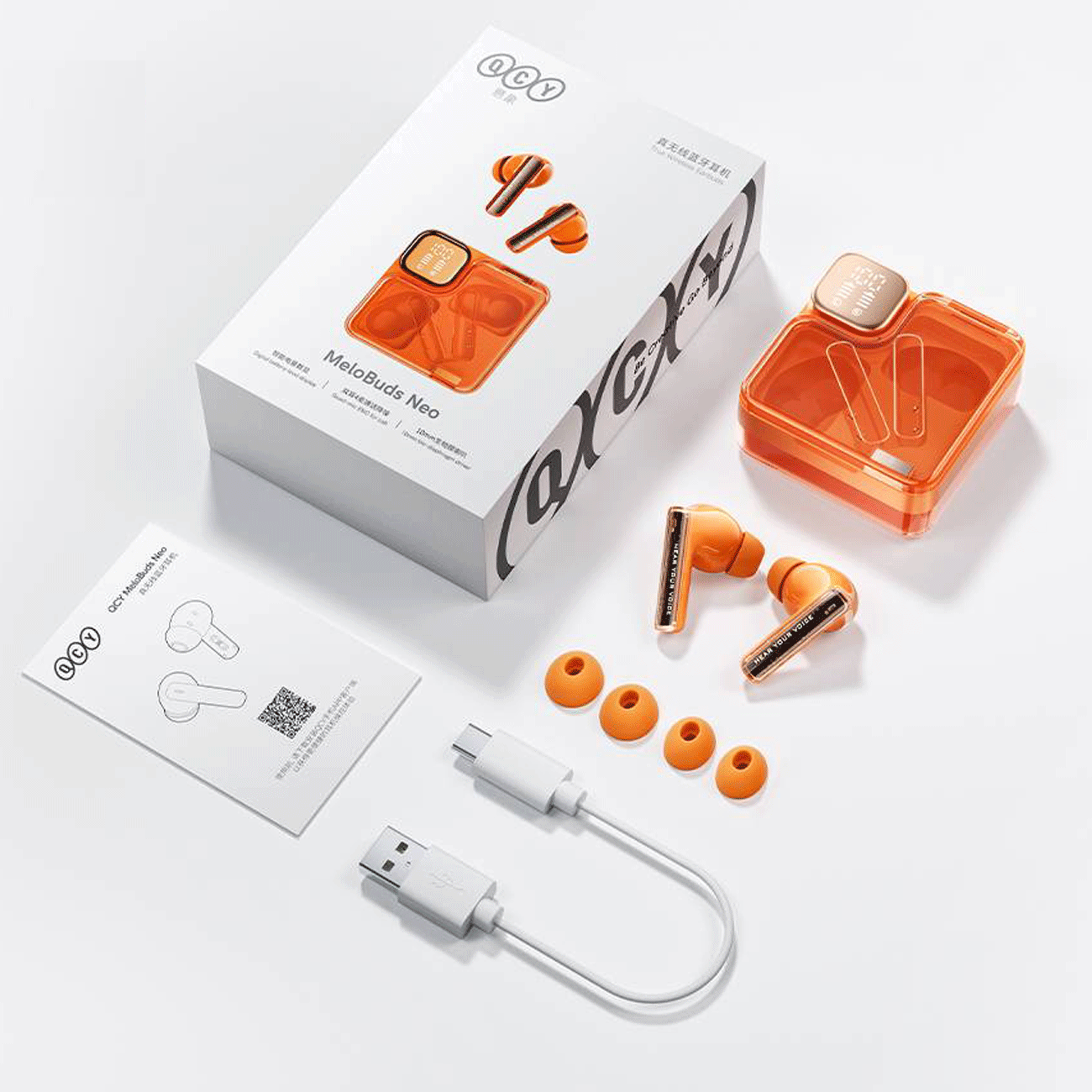 هندزفری بلوتوثی 5.3 با طراحی شفاف کیو سی وای MeloBuds Neo
