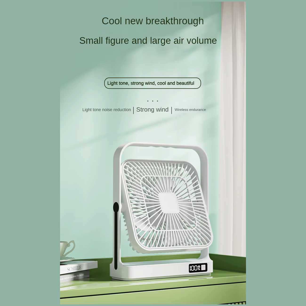 پنکه رومیزی شارژی 5 سرعته دارای نمایشگر دیجیتال M10