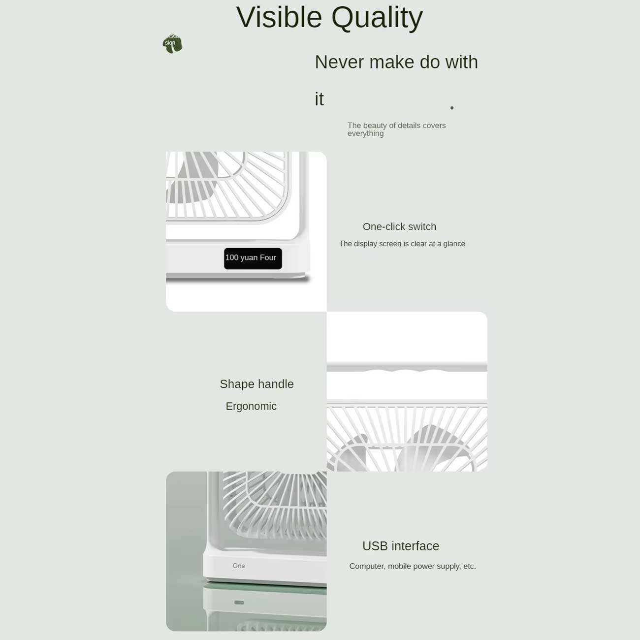 پنکه رومیزی شارژی 5 سرعته دارای نمایشگر دیجیتال M10