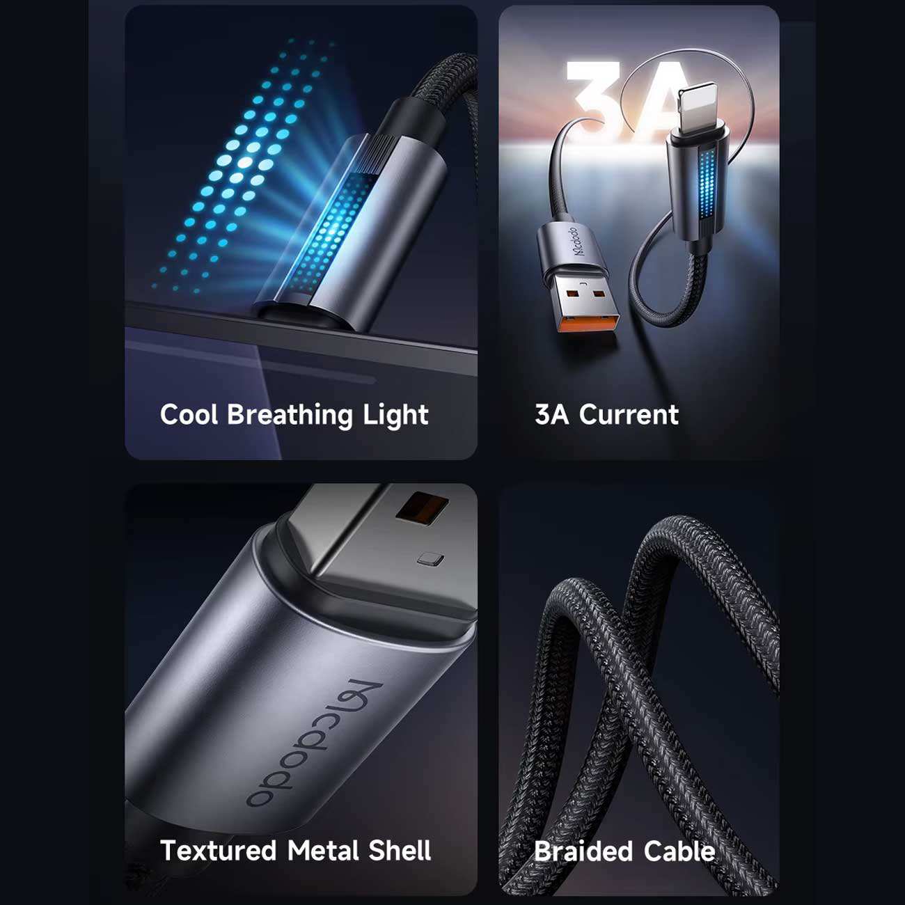 کابل فست شارژ یو اس بی به لایتنینگ 3 آمپر 1.2 متری مک دودو CA-566