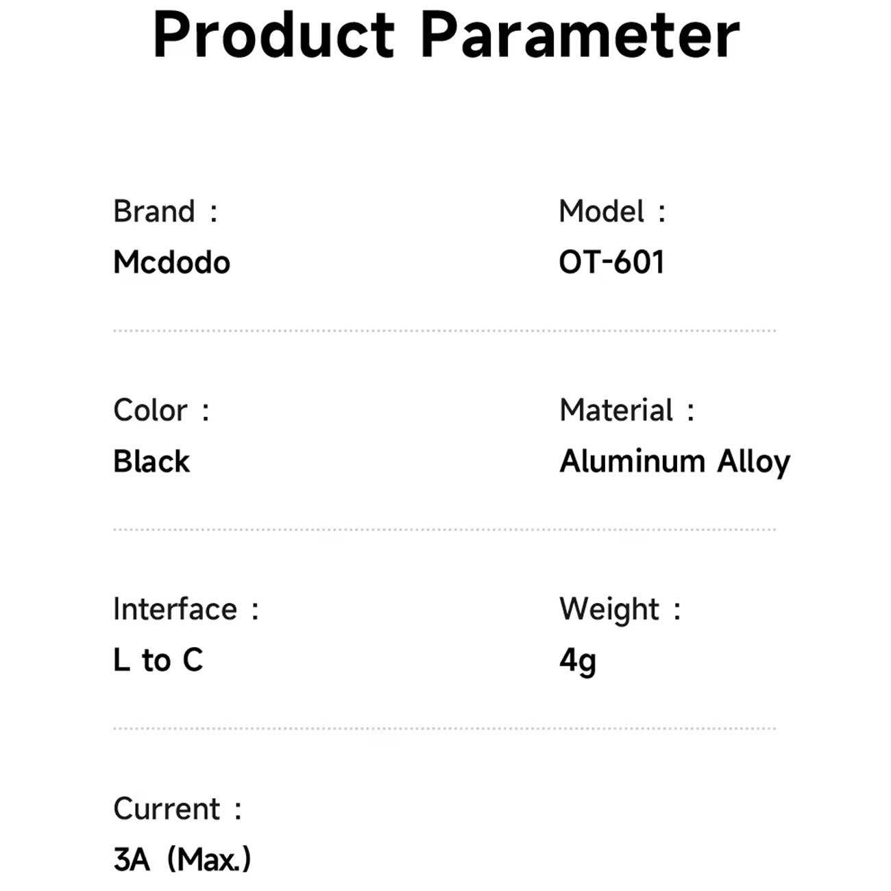 مبدل آیفون 15 تایپ سی به لایتنینگ با توان 60 وات مک دودو OT-601