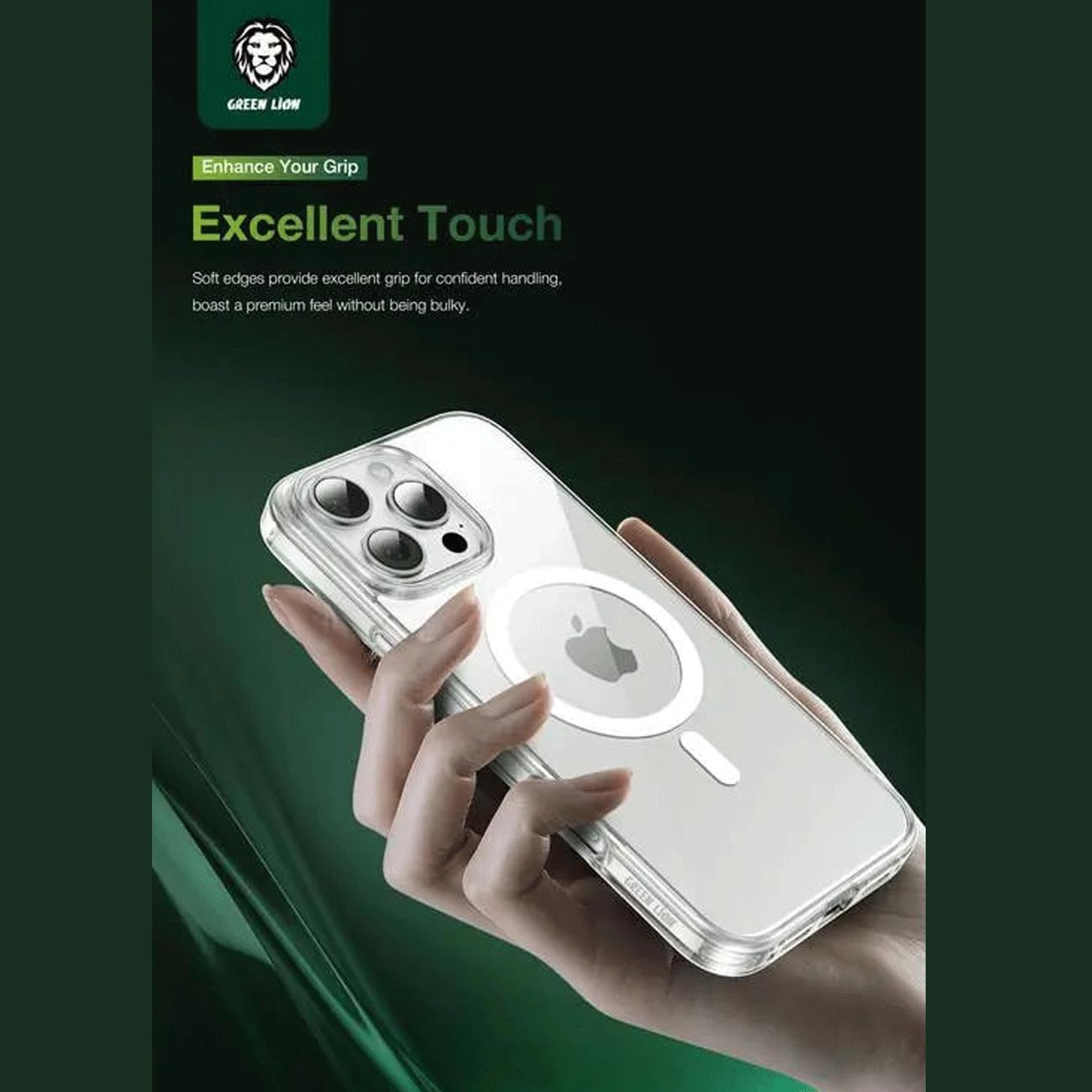 قاب مگنتی شفاف گوشی آیفون 16 پرو گرین GNMCRYC16PCL