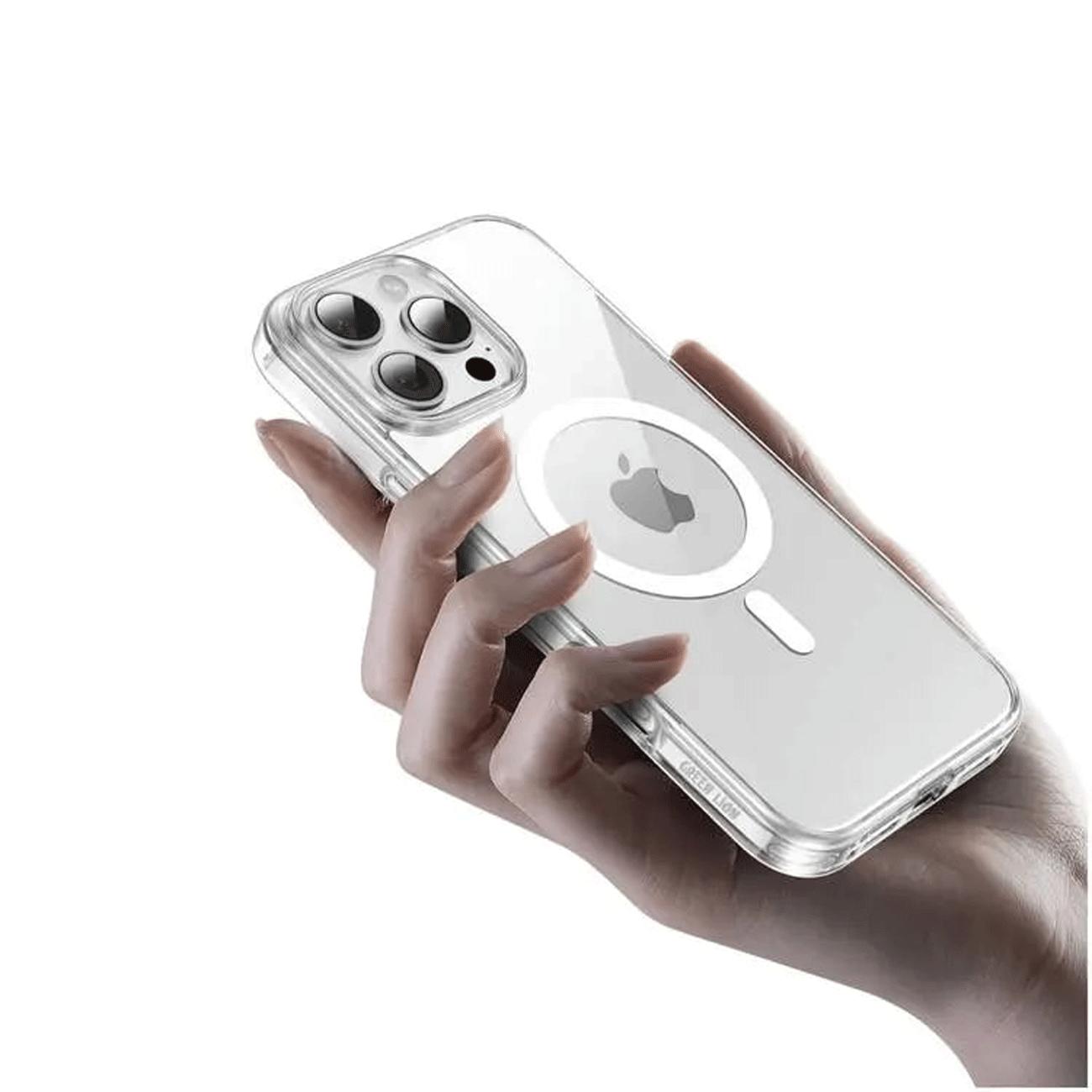 قاب مگنتی شفاف گوشی آیفون 16 پرو گرین GNMCRYC16PCL