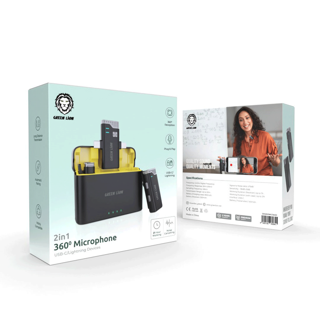 میکروفون بی سیم یقه ای گرین GN3IN1MIC360D