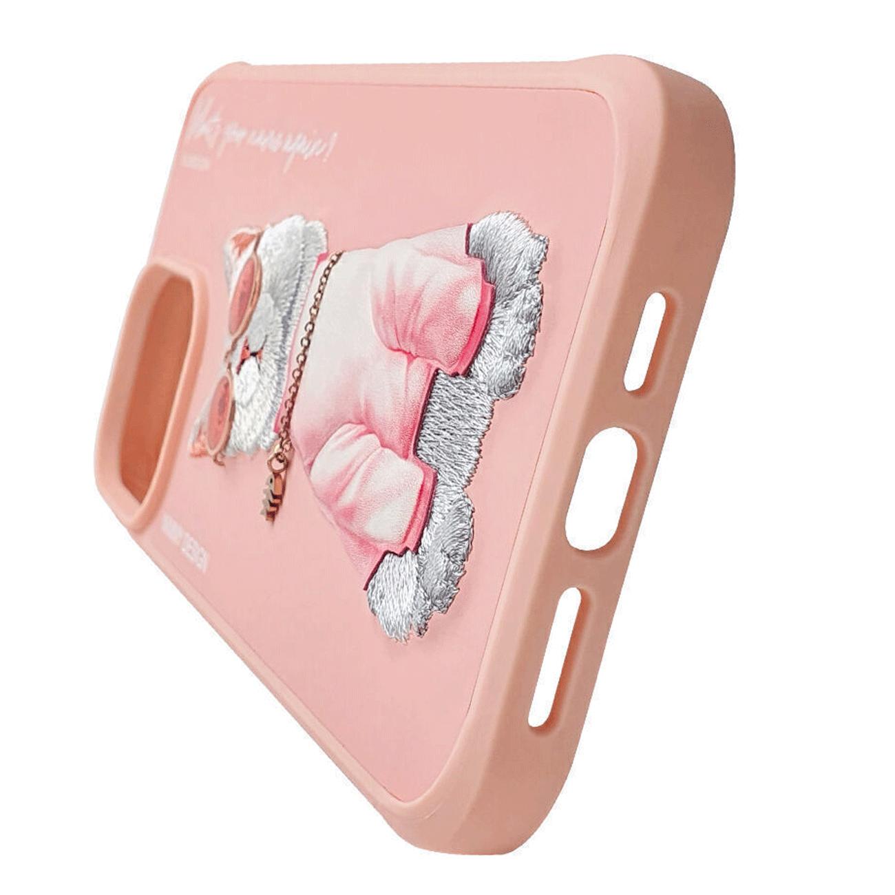 قاب محافظ گوشی آیفون 16 طرح گربه با زنجیر و عینک واقعی نیمی YJ202104