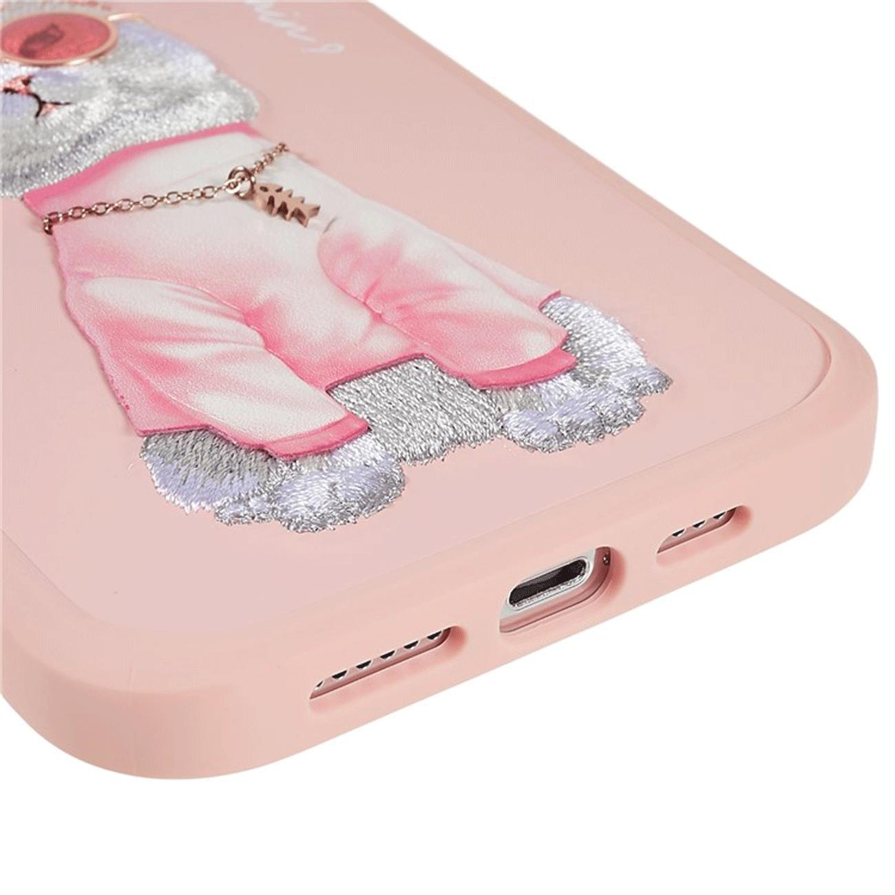 قاب محافظ گوشی آیفون 16 طرح گربه با زنجیر و عینک واقعی نیمی YJ202104