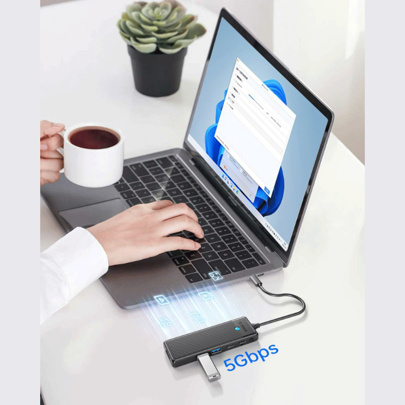 هاب تایپ سی 5 پورت اوریکو PWD-5P