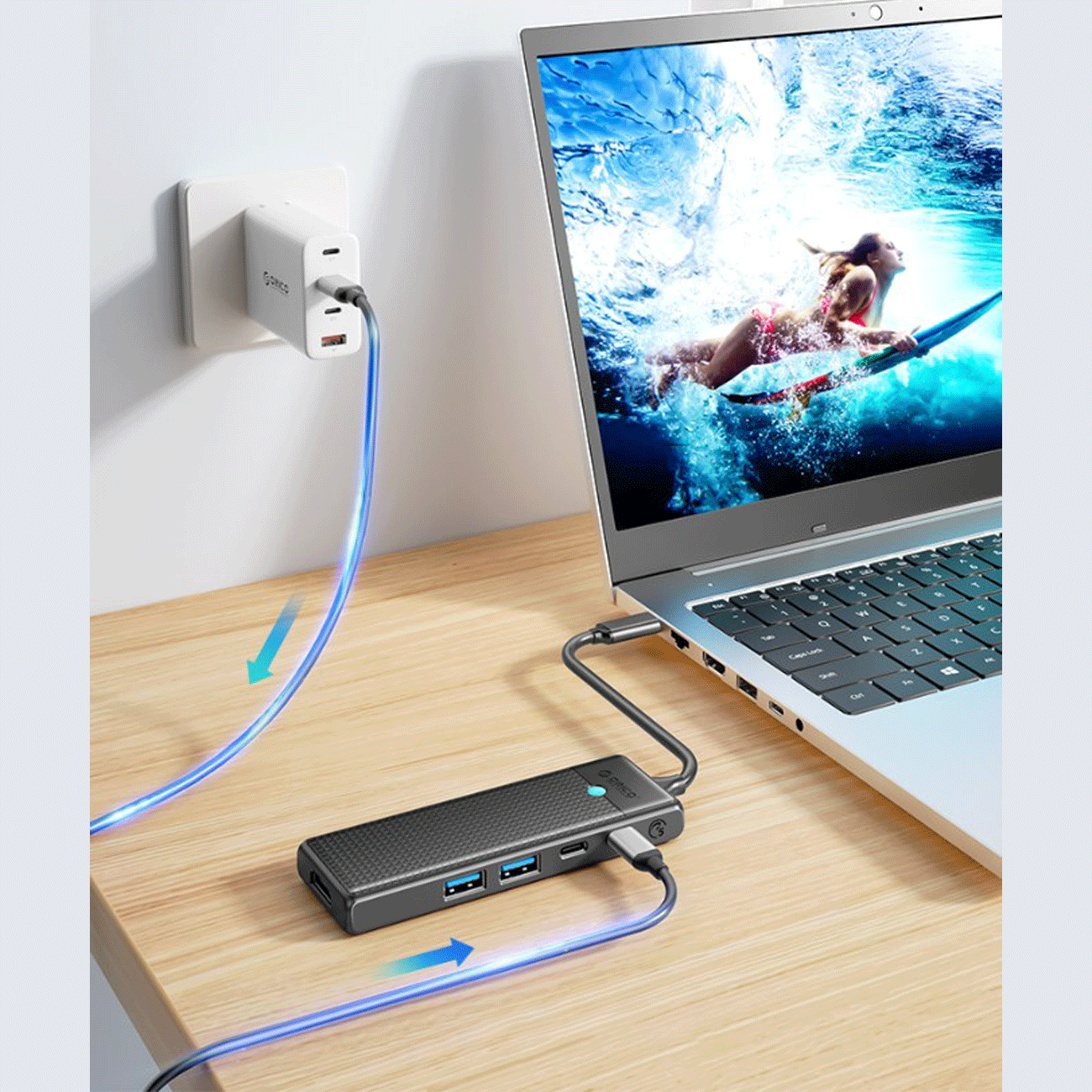 هاب تایپ سی 5 پورت اوریکو PWD-5P