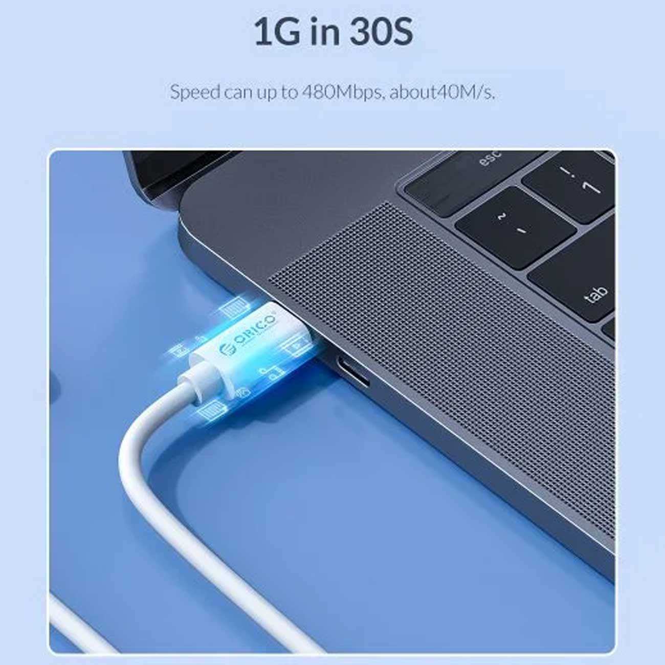 کابل دو سر تایپ سی سوپر فست شارژ 100 وات 5 آمپر 2 متری اوریکو CTC100-20