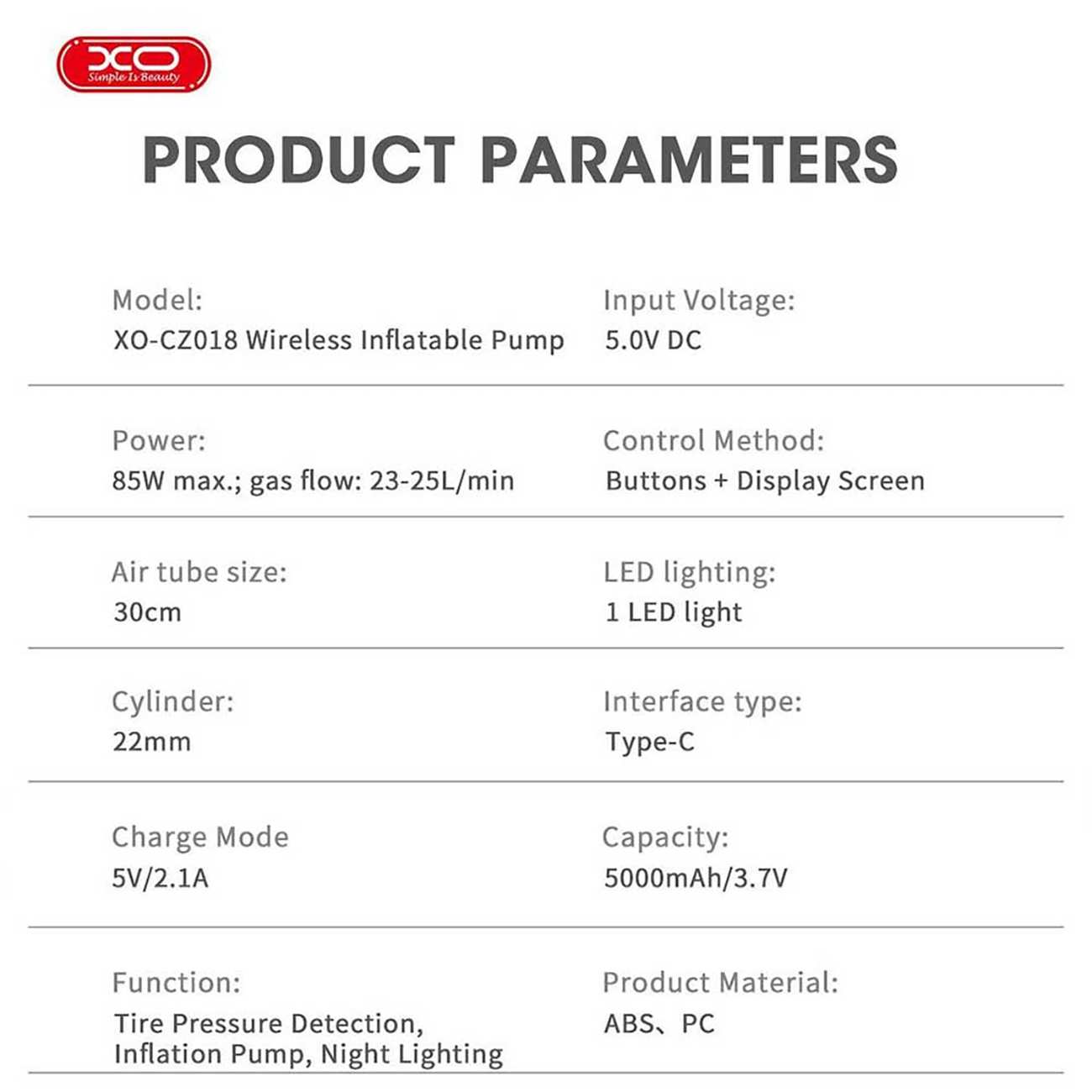 پمپ باد چند منظوره شارژی ایکس او CZ018