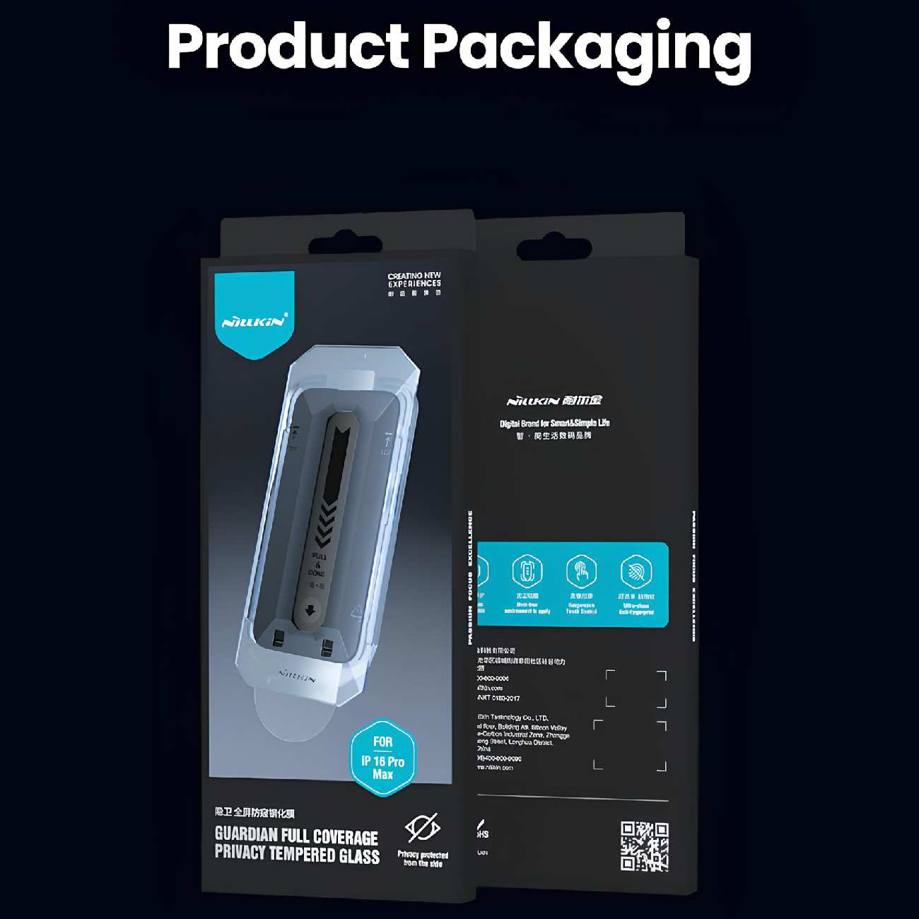 گلس پرایوسی آیفون 16 پرومکس نیلکین همراه با کیت نصب Amazing Guardian