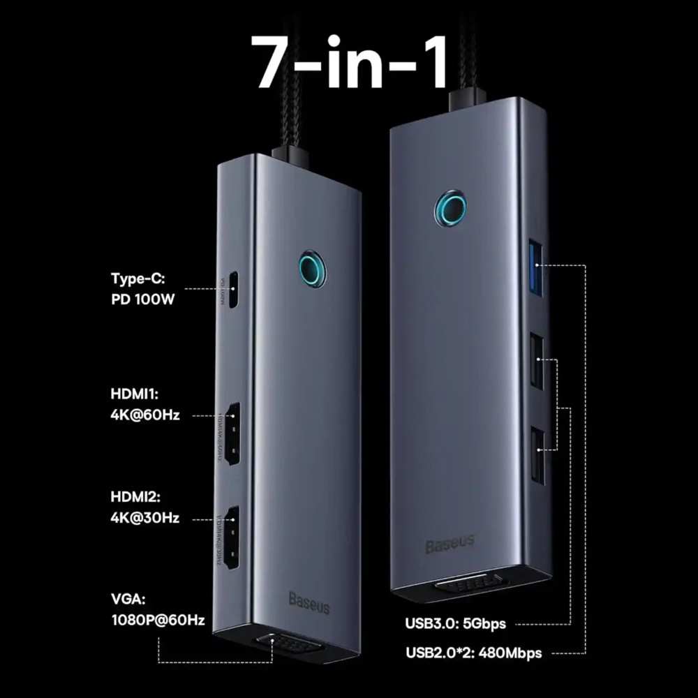 هاب تایپ سی 7 پورت بیسوس BS-OH117