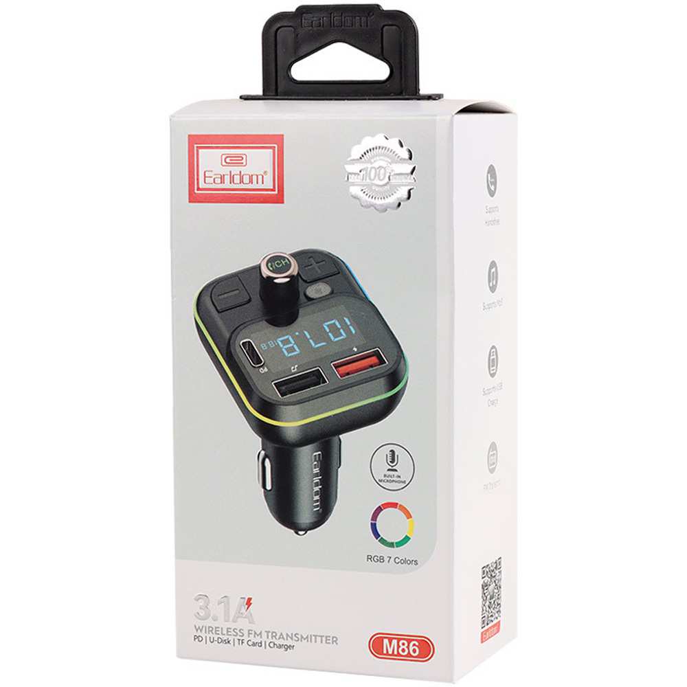 شارژر فندکی فست شارژ ماشین 20 وات و اف ام پلیر ارلدام M86