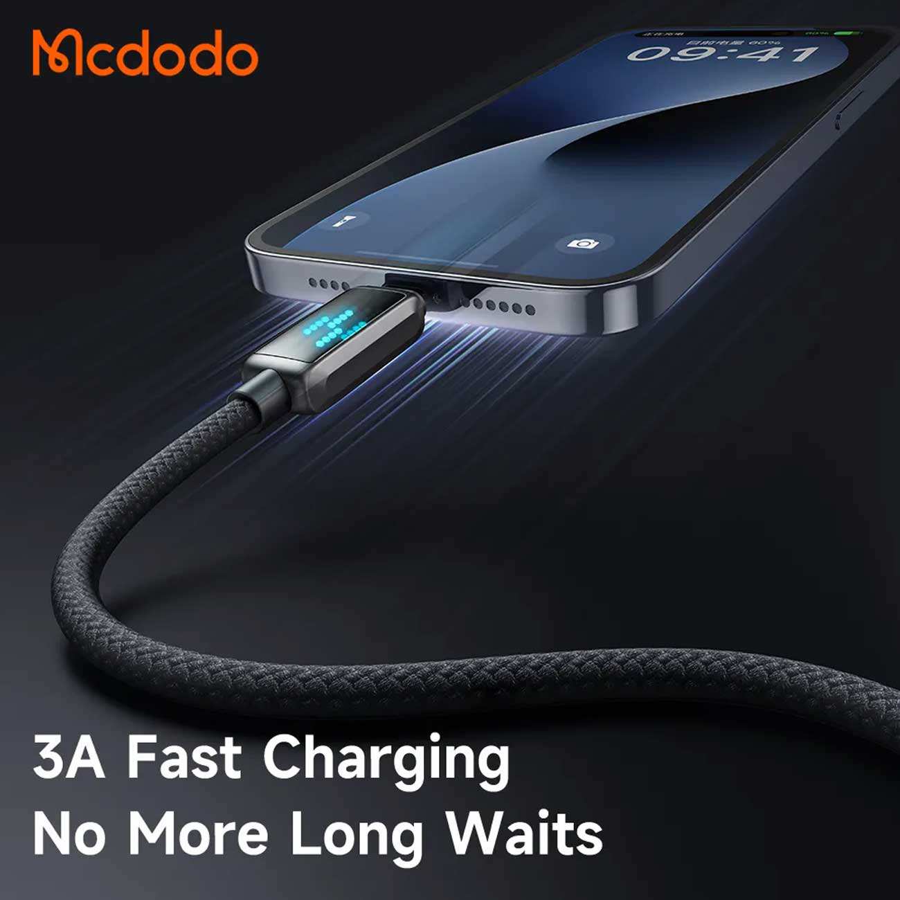 کابل فست شارژ یو اس بی به لایتنینگ 3 آمپر 1.2 متری مک دودو CA-525