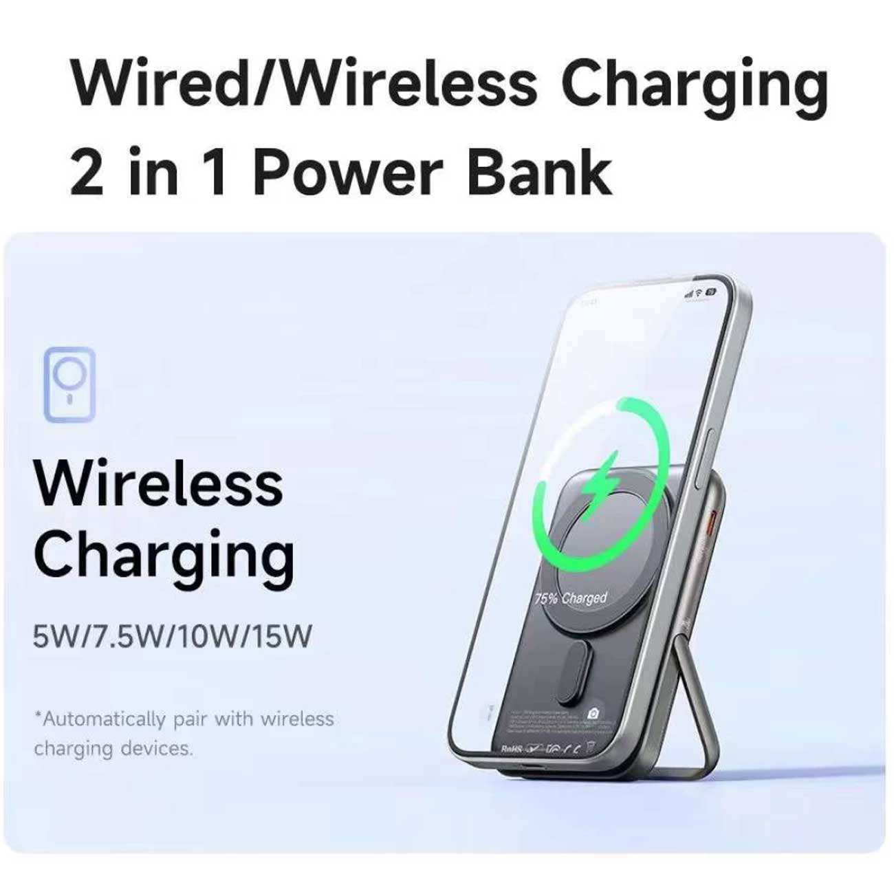 پاوربانک وایرلس 15 وات و تایپ سی 20 وات فست شارژ 10000 مک دودو MC-151