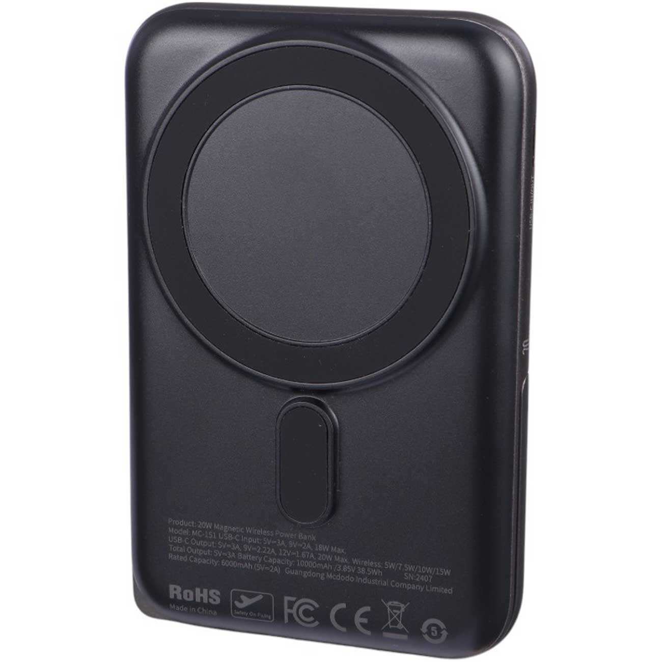 پاوربانک وایرلس 15 وات و تایپ سی 20 وات فست شارژ 10000 مک دودو MC-151