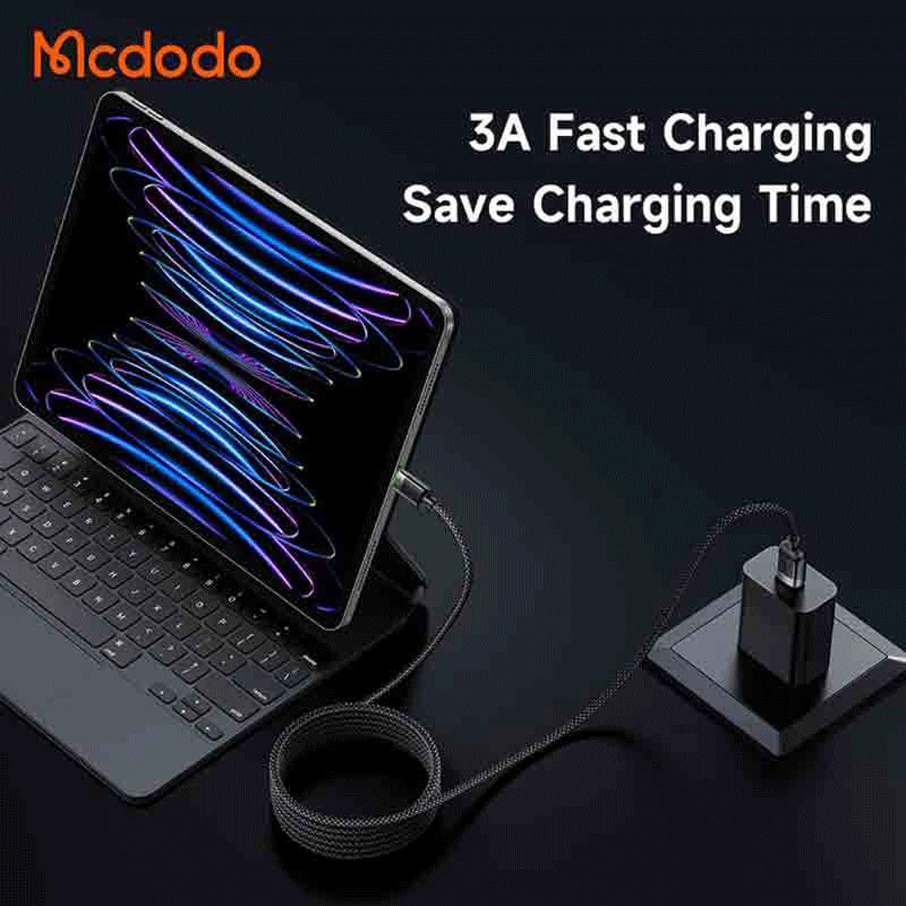 کابل فست شارژ یو اس بی به لایتنینگ 3 آمپر 1.2 متری مک دودو CA-600