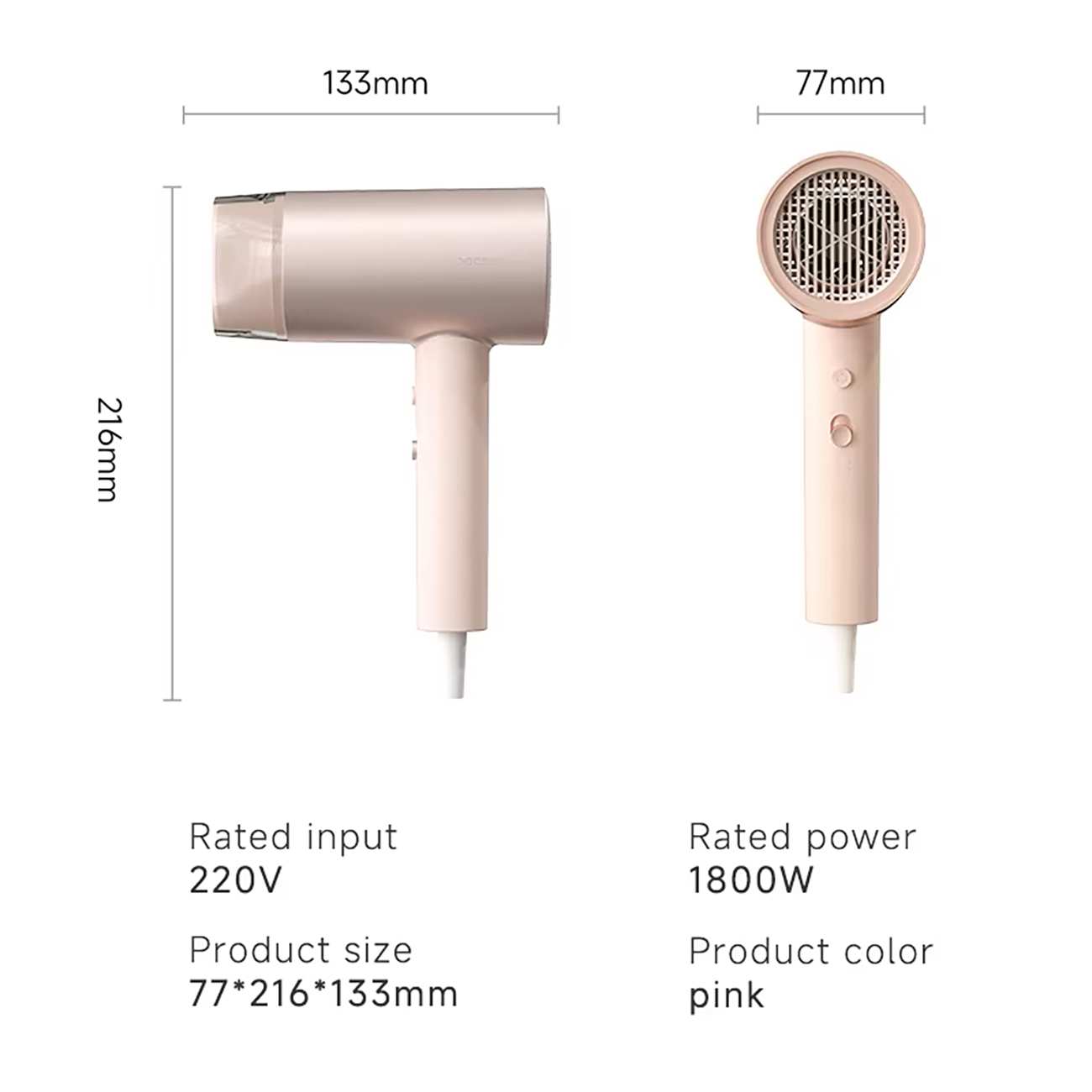 سشوار حرفه ای یون منفی دوگانه 1800 وات شیائومی AN002