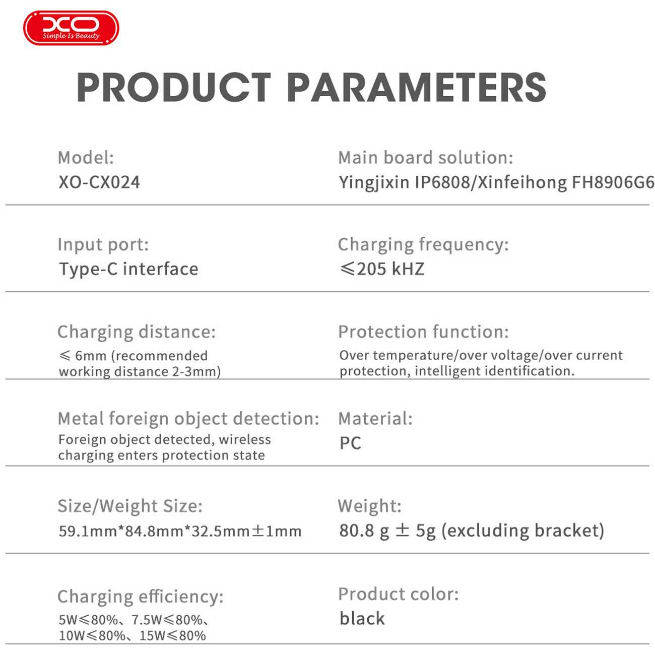 هولدر مگنتی و شارژر وایرلس 15 وات با کابل تایپ سی ایکس او CX024