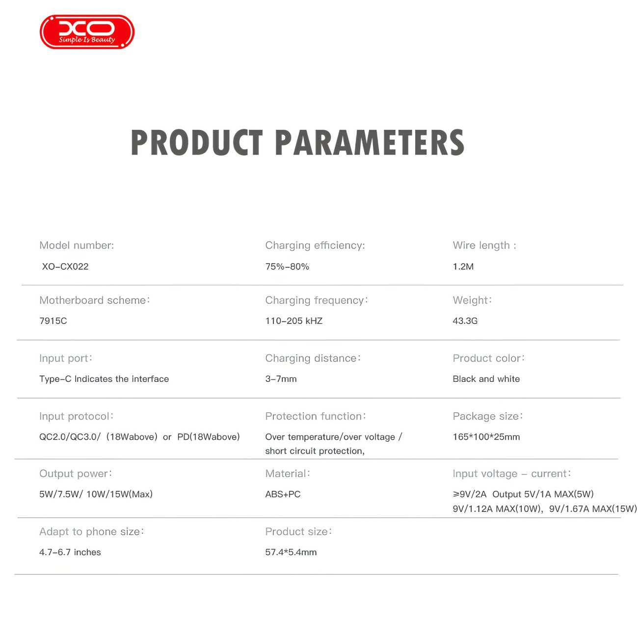 شارژر بی سیم مگنتی 15 وات ایکس او CX022