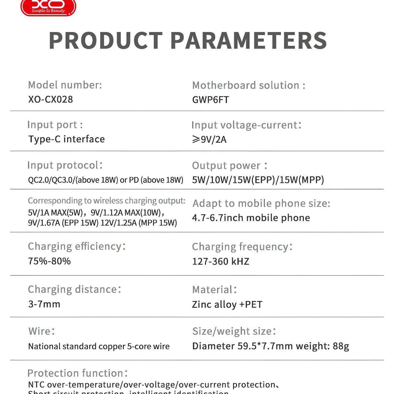 شارژر بی سیم مگنتی 15 وات و هولدر گوشی موبایل رومیزی ایکس او CX028