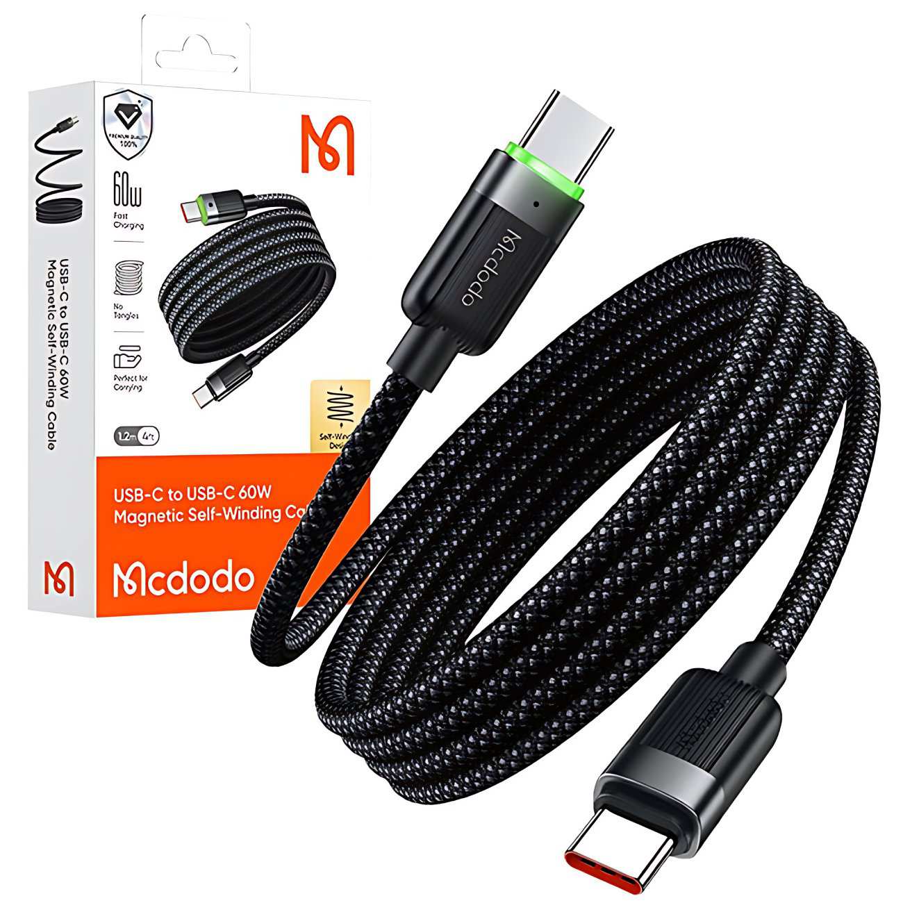 کابل شارژ سریع تایپ سی به تایپ سی 60 وات 1.2 متری با بدنه مگنتی مک دودو CA-2000