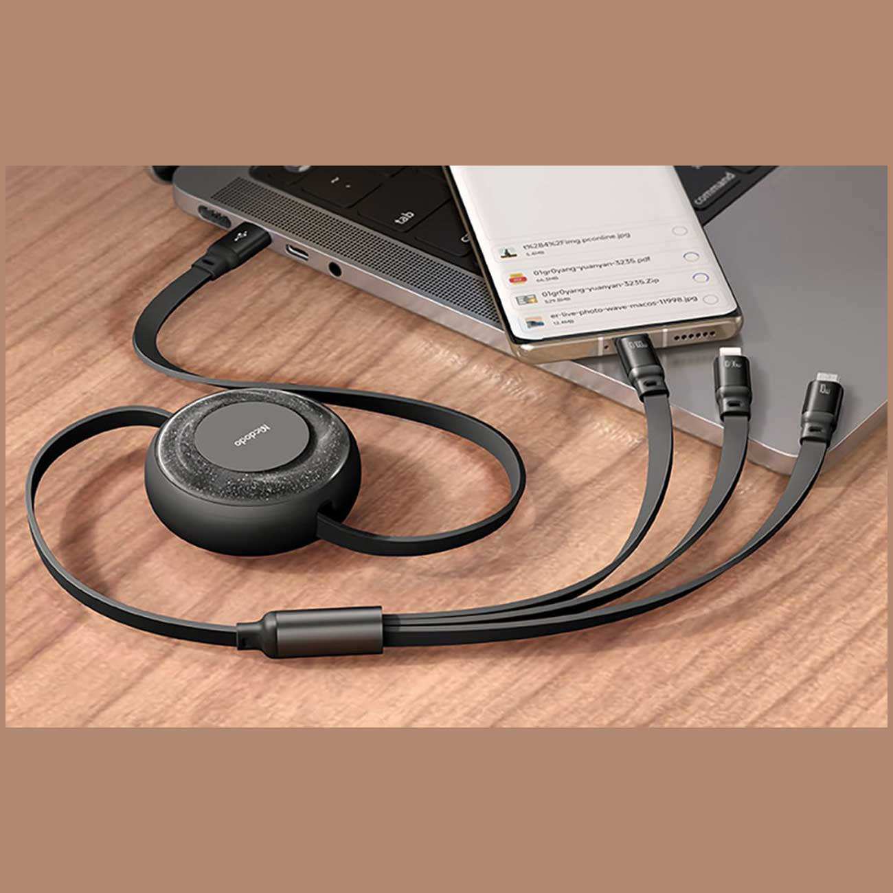 کابل شارژ سه سر تایپ سی به تایپ سی 100 وات، لایتنینگ 36 وات و میکرو یو اس بی 10 وات 1.2 متری مک دودو CA-5220