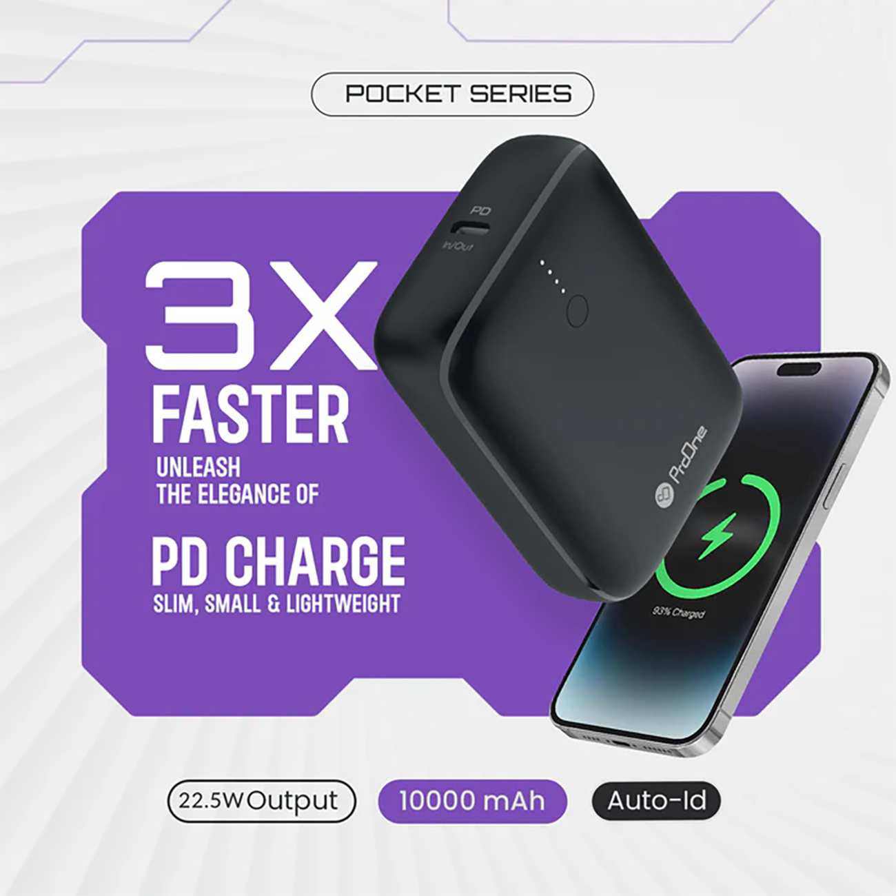 پاوربانک شارژ سریع تایپ سی و یو اس بی 22.5 وات 10000 پرووان PPB5117