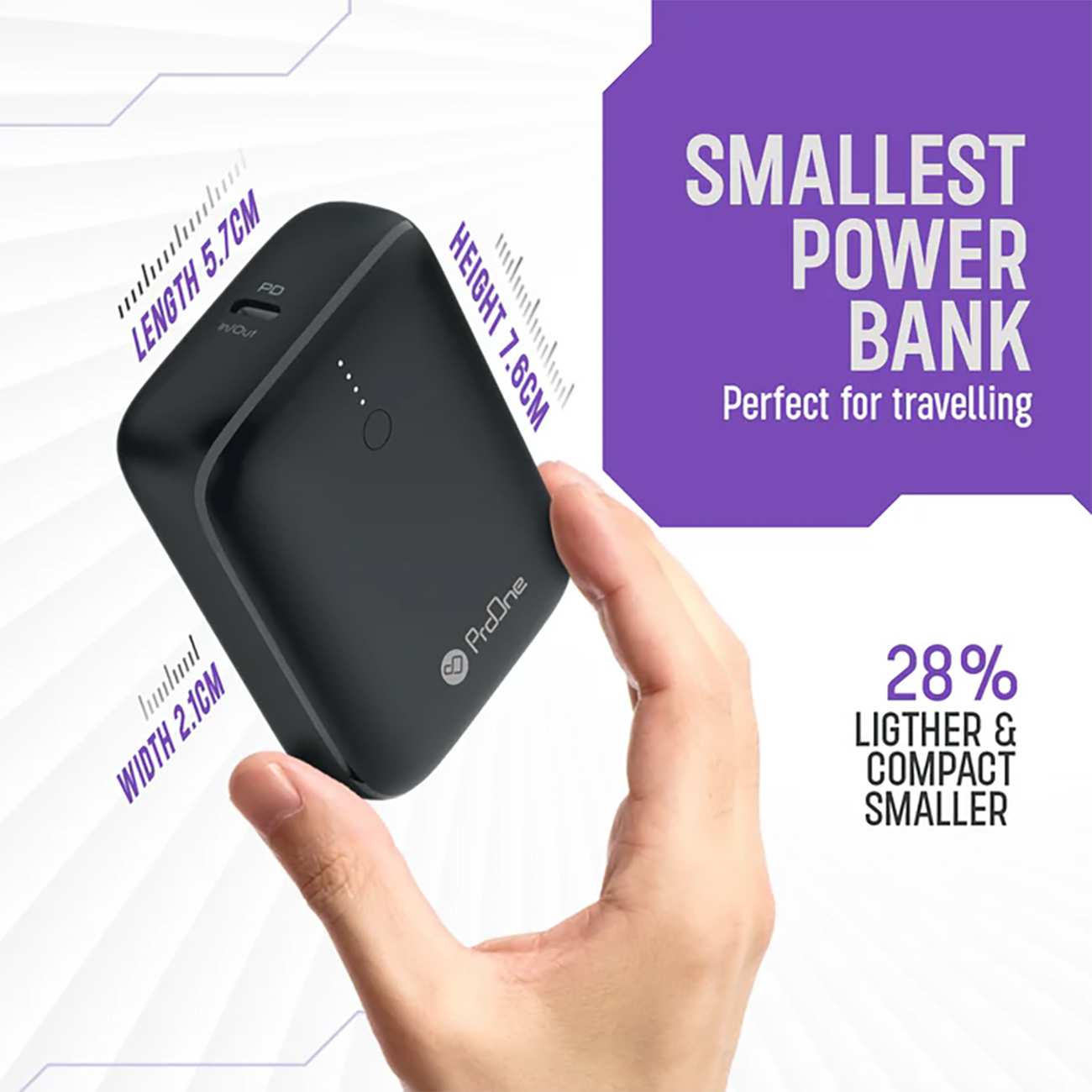 پاوربانک شارژ سریع تایپ سی و یو اس بی 22.5 وات 10000 پرووان PPB5117
