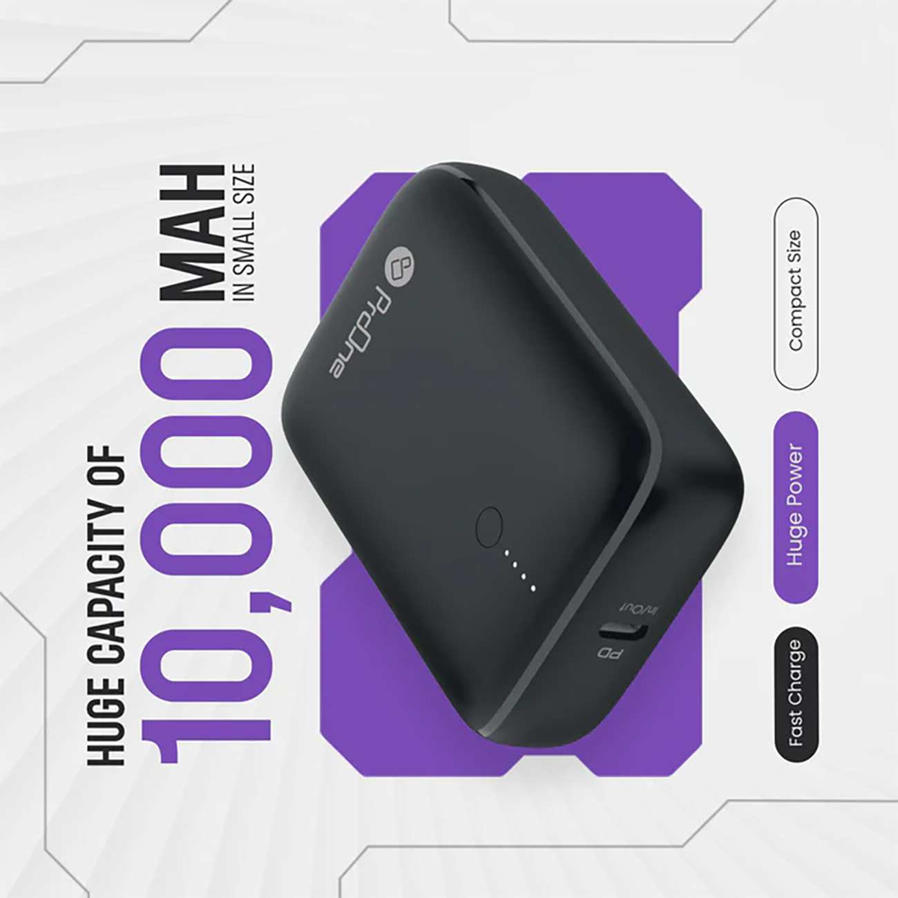 پاوربانک شارژ سریع تایپ سی و یو اس بی 22.5 وات 10000 پرووان PPB5117