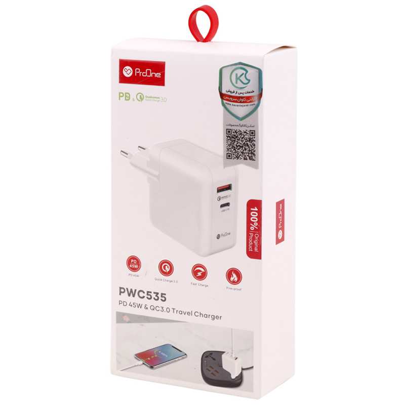 شارژر دیواری فست شارژ 45 وات پرووان PWC535