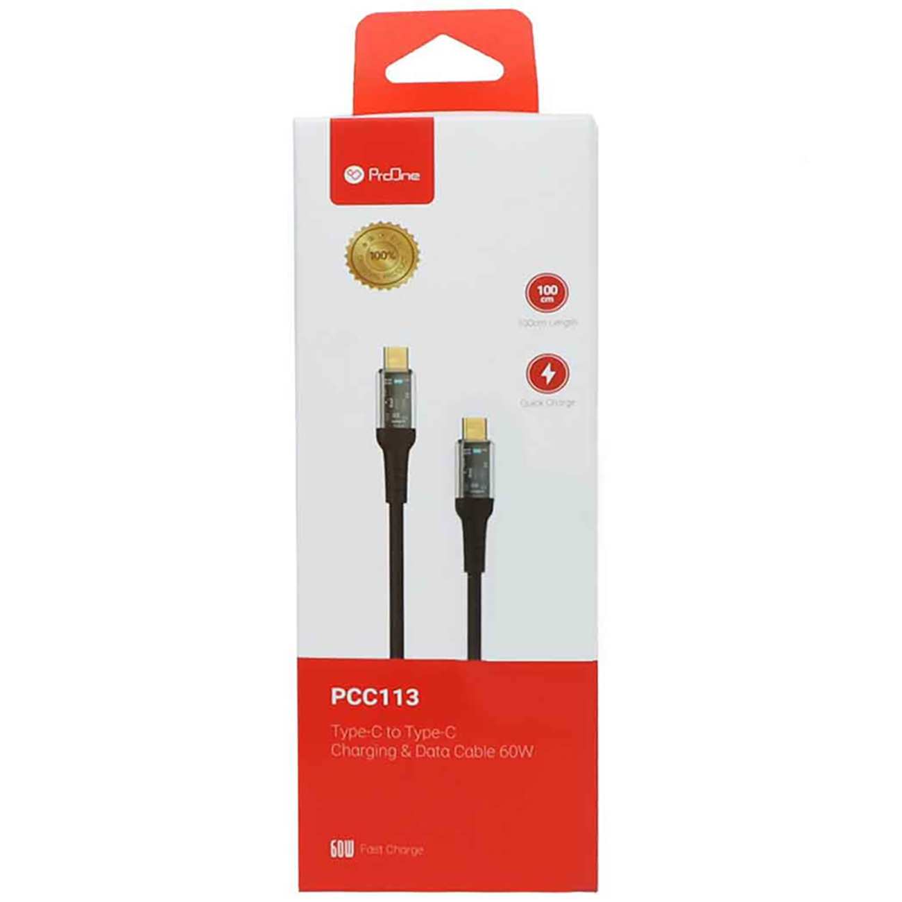 کابل دو سر تایپ سی فست شارژ یک متری 60 وات پرووان PCC113