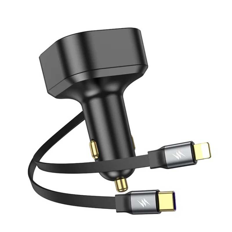 شارژر فندکی فست شارژ ماشین 30 وات تایپ سی و لایتنینگ پرووان PCG26
