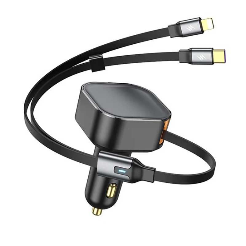 شارژر فندکی فست شارژ ماشین 30 وات تایپ سی و لایتنینگ پرووان PCG26