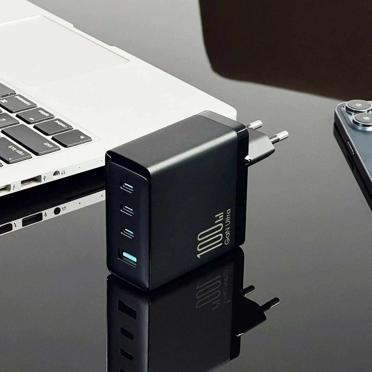 شارژر دیواری سوپر فست شارژ تایپ سی و یو اس بی 100 وات با کابل دو سر تایپ سی جویروم JR-TCG04EU