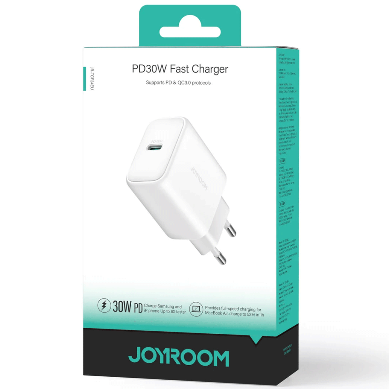 شارژر دیواری فست تایپ سی 30 وات جویروم JR-TCF24EU